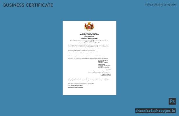Beispiel für eine Geschäftsregistrierung in Monaco (Word- und PDF-Datei)